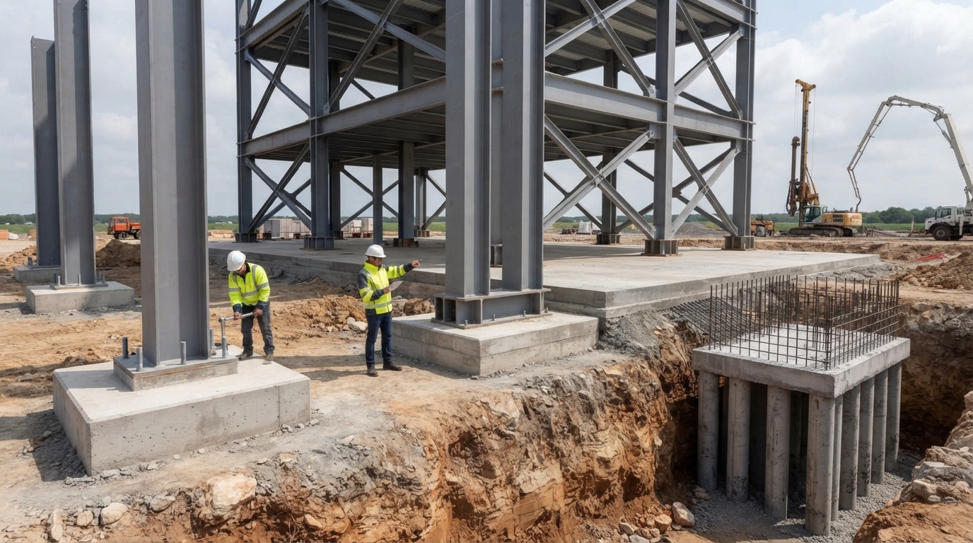 cimentaciones para estructuras metálicas zapatas, pilas y losas de piso industrial