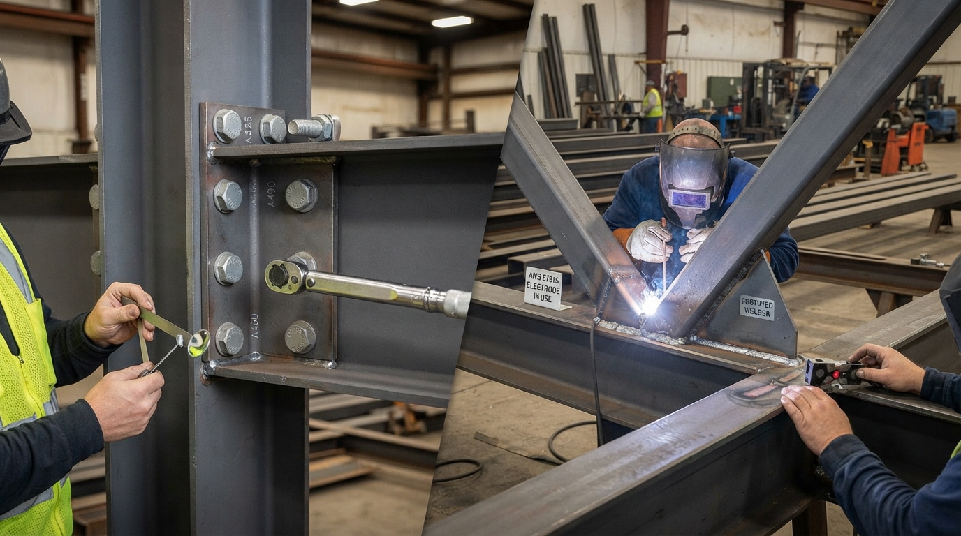 conexiones críticas en estructura metálica pernos a325a490 y soldadura aws e70xx