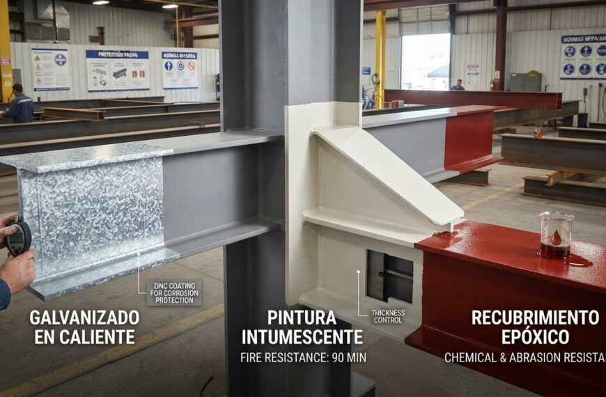 protección contra el fuego y la corrosión en estructuras de acero galvanizado, intumescentes y epóxicos